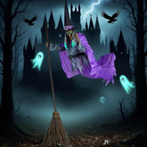 Animated Flying Witch (5.9ft) – Motion & Sound Activated Halloween Decor